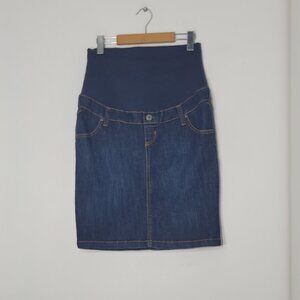 Thyme Maternity Blue Jean Cotton Blend Women's Stretch Denim Pencil Skirt Medium